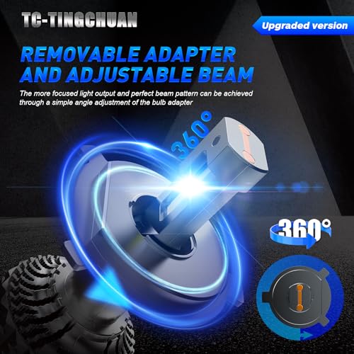 TC-TINGCHUAN H4/9003 Led Headlight Bulb ,High Lumens LED Kit,120W 20000LM 6500K Cool White, IP68 Waterproof and Advanced Cooling System, Halogen Upgrade Replacement, Pack of 2 - Image 4
