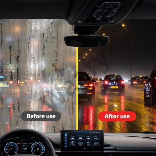 Image of Oil Film Cleaning Brush & Car Glass Cleaner Anti-Fog Spray | Windshield Defogger & Stain Remover for Interior & Exterior | Anti-Mist, Oil Stain Remover for Car Windows, Mirrors & Glass (Combo Pack)