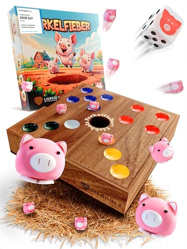 LIEBHOLZ Original Big Hole Ferkelfieber [TESTSIEGER] lustiges Schweinchen Spiel aus FSC Samena Holz - Gesellschaftsspiel für die ganze Familie inkl. Spielanleitung - Brettspiel für Kinder ab 3 Jahren