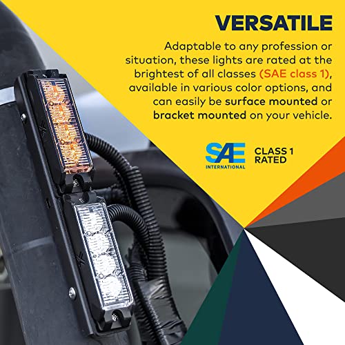 Image of LAMPHUS NanoFlare 4 inch 4W Amber LED Surface Mount Police Grill Strobe Warning Lights [SAE Class 1] Orange 12V Rectangle Grille Flashing Emergency Fire Light Head for Service Tow Work Truck Car