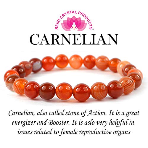 Image of Reiki Crystal Products Certified Natural Crystal Stone 8 mm Round Beads Bracelet for Men and Women | Reiki Charged Gemstone Bracelet | Multiple Stone Variants Available