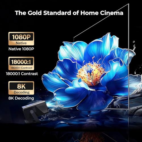 Image of 2000 ANSI Smart Projector with Apps, AI Visual Calibration & HiFi Audio X7 | Native 1080P Projector, 4K Support with HDR10, Android 14, Auto Focus&Keystone, WiFi Bluetooth, 200 inch Display for Home Theater
