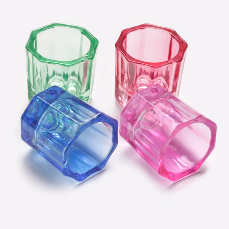 8 Pack Nail Dappen Cups Crystal Glass Manicure Mixing Bowls with Stable Base for Nail Art Liquid Powder Acrylic Salon Accessories