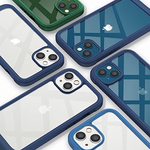 Image of Diaclara Designed for iPhone 13 Case, Full Body Rugged Case with Built-in Touch Sensitive Anti-Scratch Screen Protector, Soft TPU Bumper Case for iPhone 13 6.1 inch (Dark Blue and Clear)