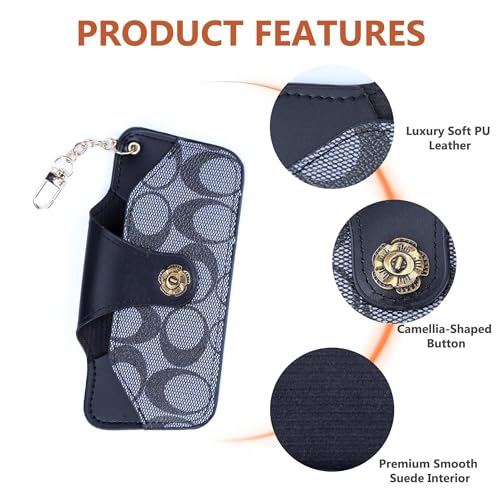 Image of Leather Sunglasses Pouch with Holster Clip, Portable Eyeglass Organizer Pouch Bags for Travel Hanging Backpack
