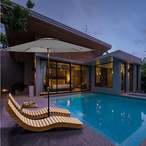 Image of Midtown Umbrellas LED Swilt - 9 Ft Solar LED Patio Umbrella, Matter Canopy