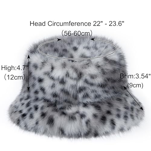 Sombrero tipo bucket de piel sintética con estampado de leopardo miniatura 3