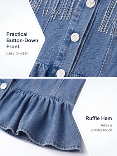 Image of WELAKEN Girls Denim Jackets - Trendy Button-Up Outerwear for Kids