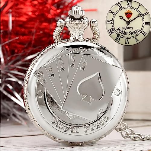 ZALTAS Flush Poker Card Quartz Pocket Watch Colar Poker Dial Pingente Fob Relógios Relógio Corrente