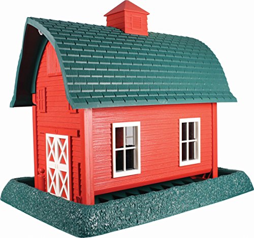 North States Village Collection Large Red Barn Birdfeeder: Easy Fill and Clean. Squirrel Proof Hanging Cable included, or Pole Mount (pole sold separately). Extra Large, 8 pound Seed Capacity (10.25 x 14.5 x 13.25, Red)