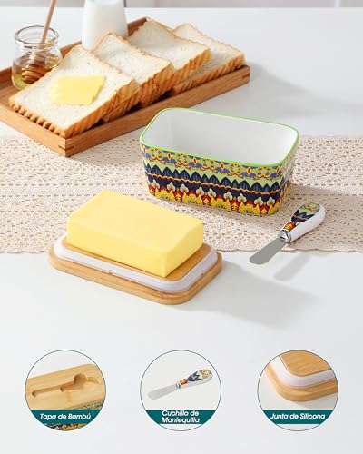 vancasso KRVI Butterdose, 480ml Keramik Butterdose mit Deckel und Messer, Butterdose Porzellan… – Ansicht 5