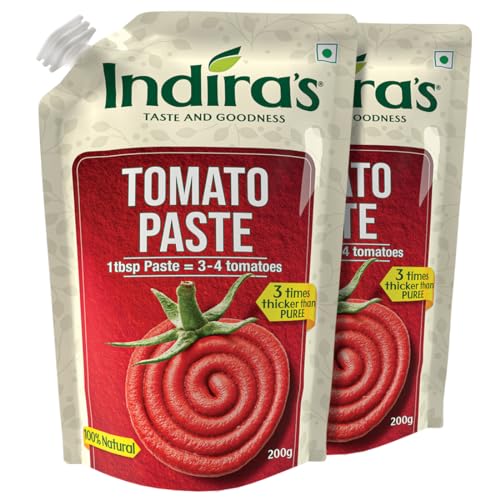 Image of Indira's Tomato Paste (200grams, Pack of 2), 3times Thicker Than Tomato Puree, 100% Natural
