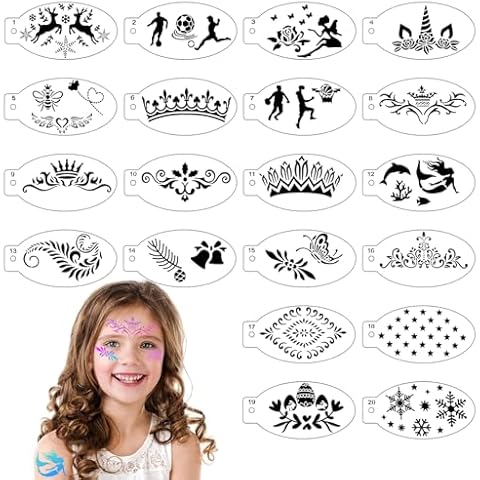 SRIZIAN 20 Reusable Face Paint Stencils Cover