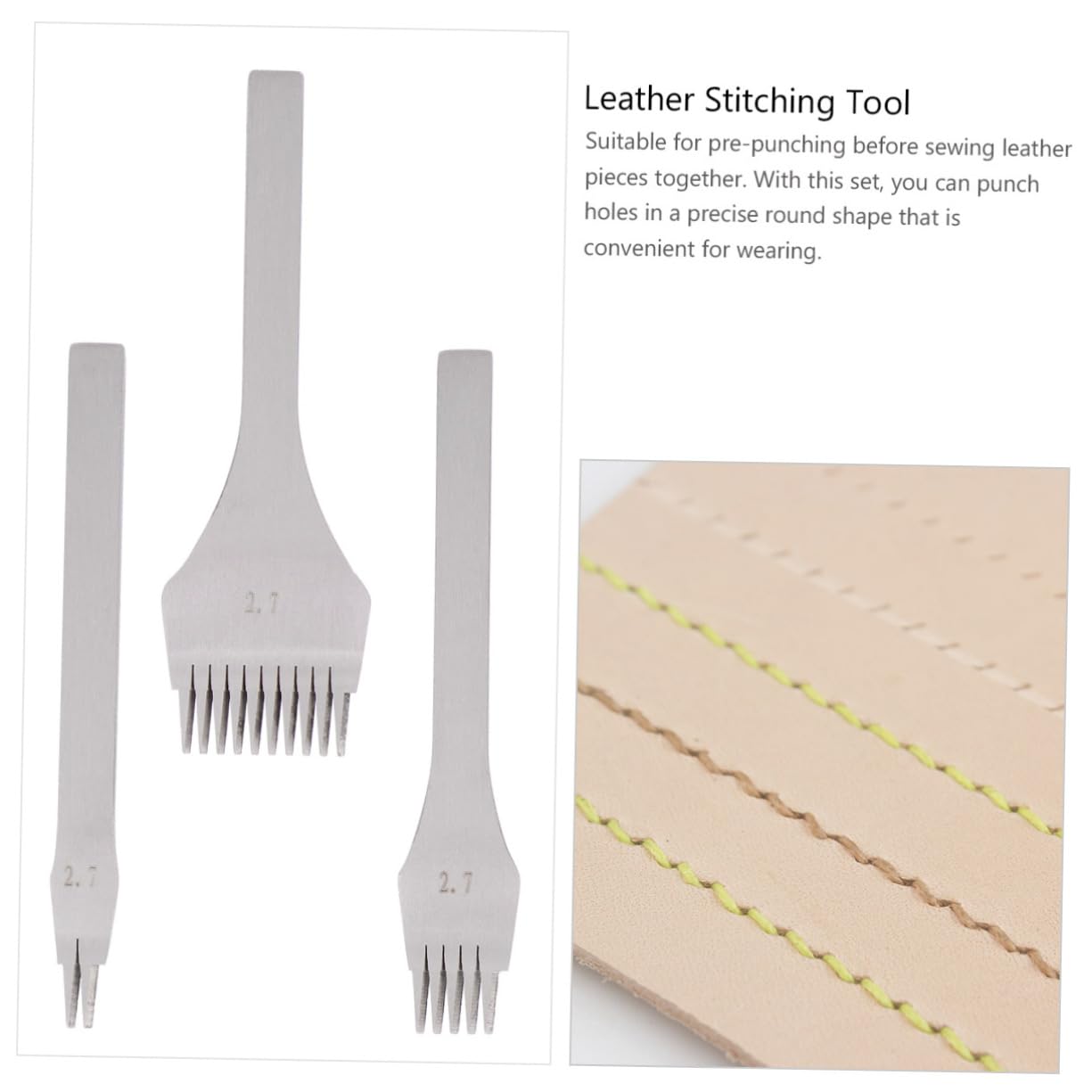 Angoily DIY Leather Punching Tools 2/5/10 Prong Craft Tools Smooth Handle for Easy Punching
