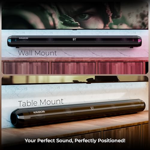 Image of Kratos 180W Sound Bar with 2.1 CH Wired Subwoofer|Perfect for Home Theatre & TV|Deep Bass from 5.25 inch Subwoofer|Bluetooth, HDMI, Optical, AUX, USB|4 Equalizer Modes|LED Display|Wall & Table Mount