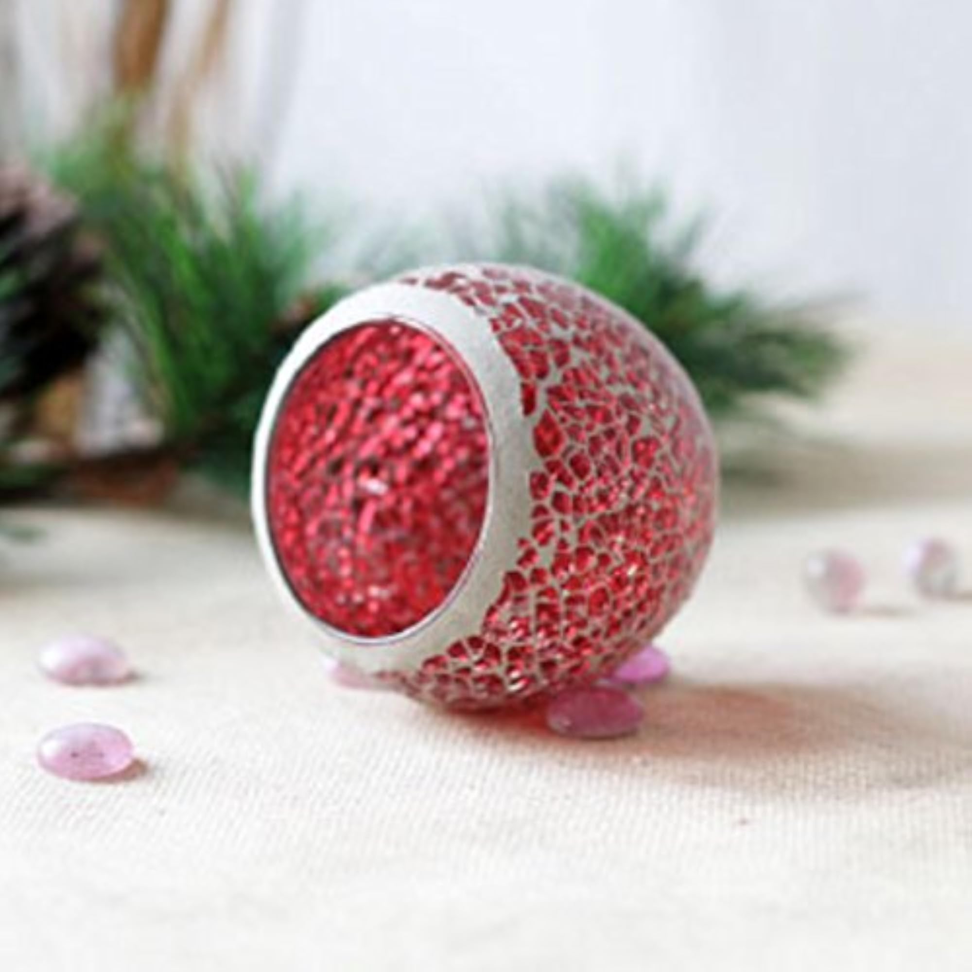 Moroccan Mosaic Glass Votive Candle Holder