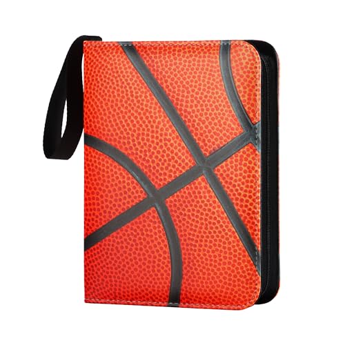 Image of 4 Pocket Basketball Card Binder with Zipper, Holds 400 Cards | 50 Removable Acid-Free & PVC-Free Card Pages, Durable PU Leather Cover for Long-Term Card Storage and Protection