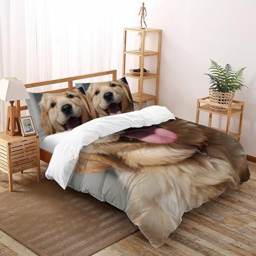 Housse de couette Super King chiots en microfibre imprimée 3D - 2