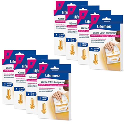 Juego de 8 compresas térmicas de 13 x 15 cm, para aplicación instantánea de calor