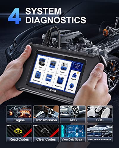 MUCAR OBD2 Scanner, 2023 Newest CS4 Scan Tool for ABS/SRS/Transmission/Engine Car Scanner Diagnostics with Oil/TPMS/EPB/SAS/Throttle Reset Services, Code Reader, Auto VIN, Lifetime Free Update Black