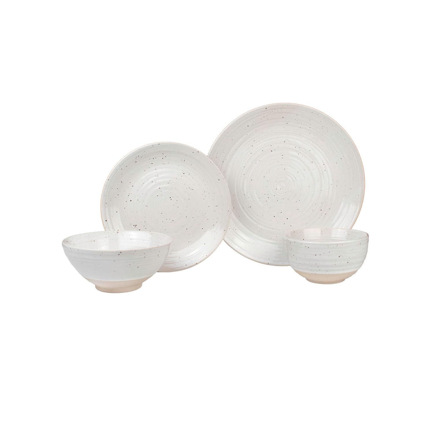 Siterra 16-Piece Casual Rustic White Stoneware Dinnerware Set (Service for 4)