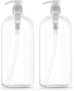 Bar5F Empty Shampoo Bottles with Pumps Dispenser 32 oz (1 Liter) Leak-Proof Large Empty Refillable BPA-Free 2-Pack