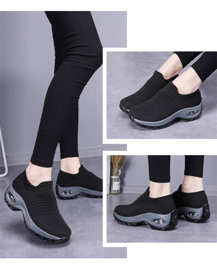 Womens Walking Shoes Sock Casual Ladies Fashion Sneakers Comfortable Slip On Air Cushion Platform Women's Footwear4