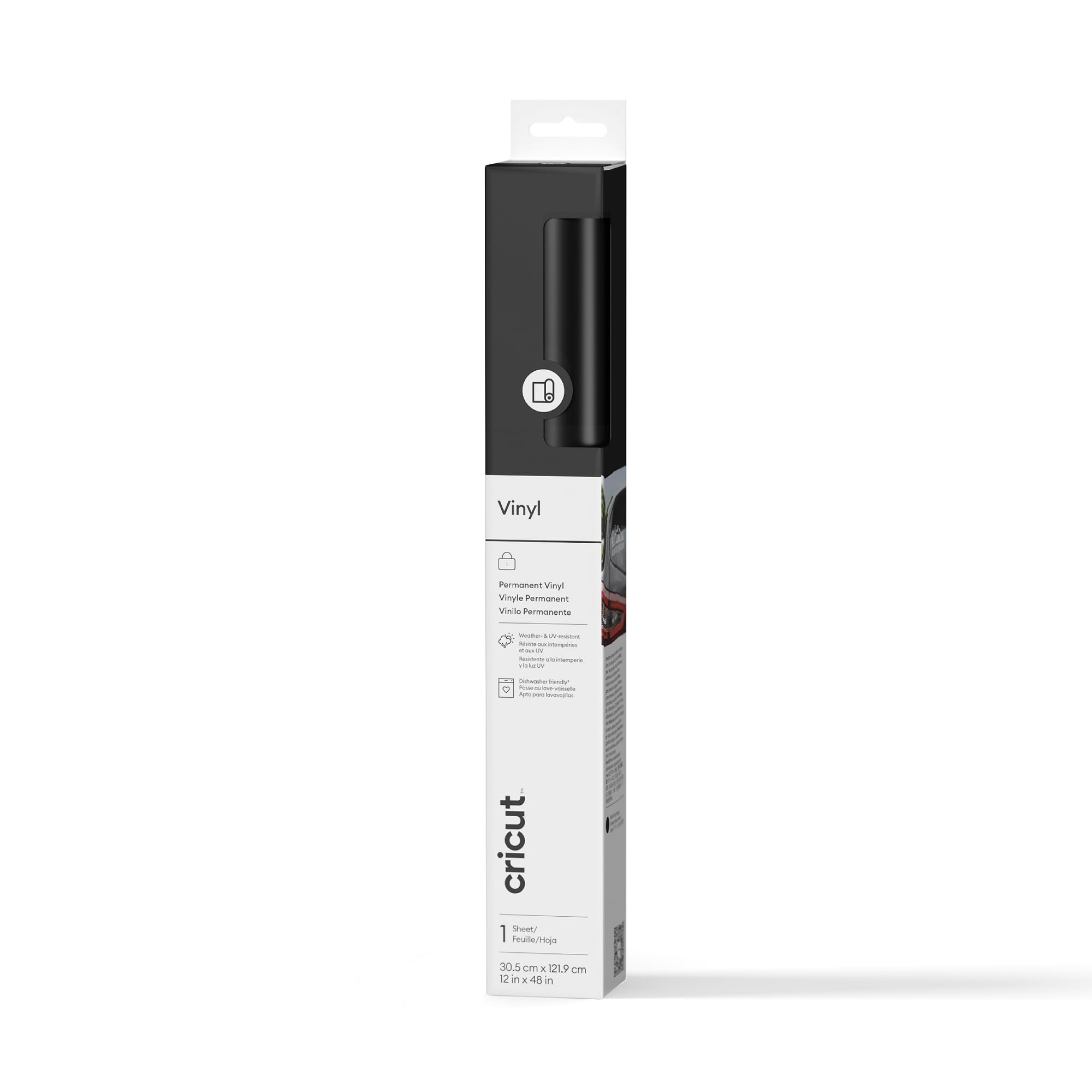 Cricut Permanent Adhesive Vinyl Sheet | 30.5 cm × 1.2 m | Gloss Black | Self-Adhesive Vinyl for All Cutting Machines
