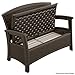 Suncast Outdoor Wicker Love Seat with 23-Gallon Storage, Comfortable Seating for Two, Ergonomic Back Support, All-Weather Furniture for Patio, Deck, and Garden, Java, Made in the USA