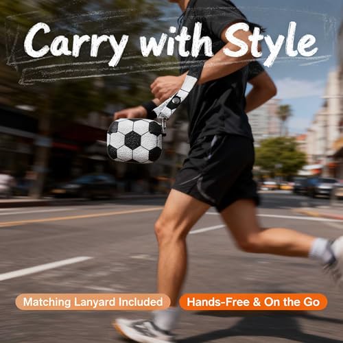 Image of Soccer Case for AirPods Pro 2, 3D Sports Ball PU Leather Protective Cover with Lanyard Keychain, Shockproof Case for Apple AirPods Pro 2nd /1st Generation - Gifts for Boys & Men