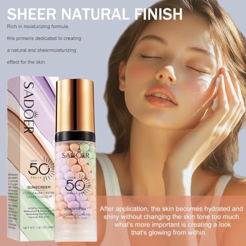 Image of 3 In 1Primer for Face Before Makeup,Sunscreen Color Corrector Primer,SPF 50