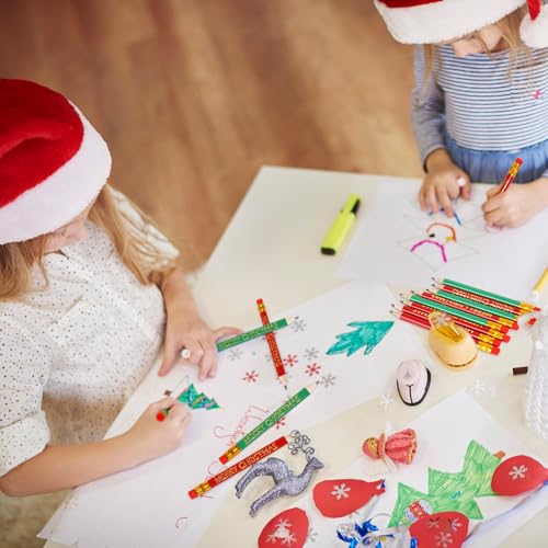 Whaline 50 Pcs Lápices Cortos Navideños con Goma miniatura 5
