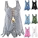 Produktbild Damen Sommer Leinen Oberteile/Dorical Hohl Ärmellos Rundkragen Tank Tops Lang Weste Große Größen T-Shirt Vintage Casual Bluse Lose Oversized Tunika Tops Tee für Frauen & Mutter S-5XL(Grau,X-Large)