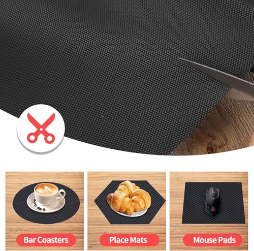 Image of Crasts Multipurpose Super Strong EVA Anti-Slip Kitchen Mats for Cupboard | Washable Shelf Liners for Kitchen Shelves, Cabinet Placemats (Black, 45W x 500L cm (5L m))