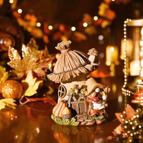 Valery Madelyn Fall Decorations For Home Lady Gnomes, Resin Straw Light House Statues Fall Decor Indoor Table Centerpiece thumb #3