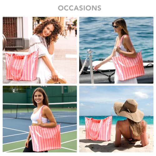 Image of KALIDI PVC Zipper Tote Bag, Jelly Kraft Paper Beach Bag Large Hobo Carry All Travel Shopping Handbag Plastic Shoulder Bag