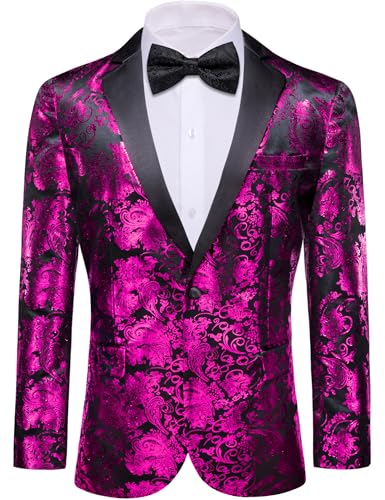 Image of Barry. Wang Men's Sport Coats & Blazers Flower Suit Jacket 1 Button Paisley Tuxedo Mardi Gras Carnival Parade Gift