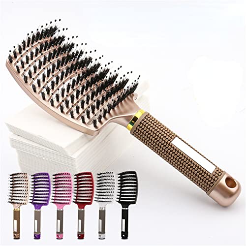 Pop Magic Detangling Hair Brush for Women and Kids Boar Bristle Paddle Brush for Blow Drying Wet Hair, Long, Thick, Curly