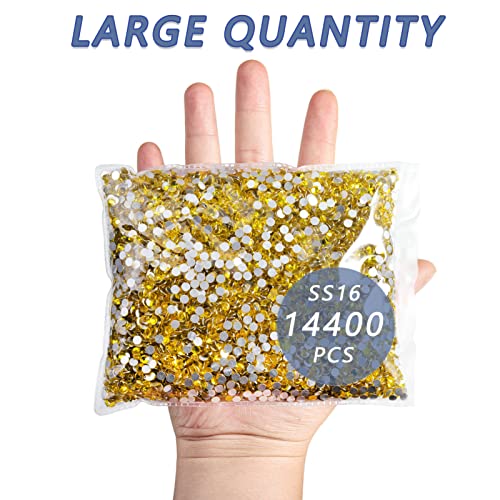 Image of Beadsland Flatback Rhinestones Bulk,14400pcs Yellow Rhinestones for Nails Crafts Clothes DIY Decoration, Citrine /Lemon Yellow, SS16, 3.8-4.0mm | Flatback Glass Gems for Nails Crafts Clothes DIY Decoration, Glue Fix, 3.8-4.0mm,Citrine
