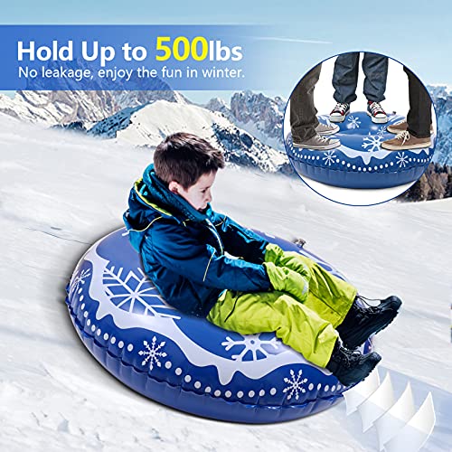 image for Takytao Snowflake Snow Tube, 47 Inch Inflatable Snow Sled for Kids and
