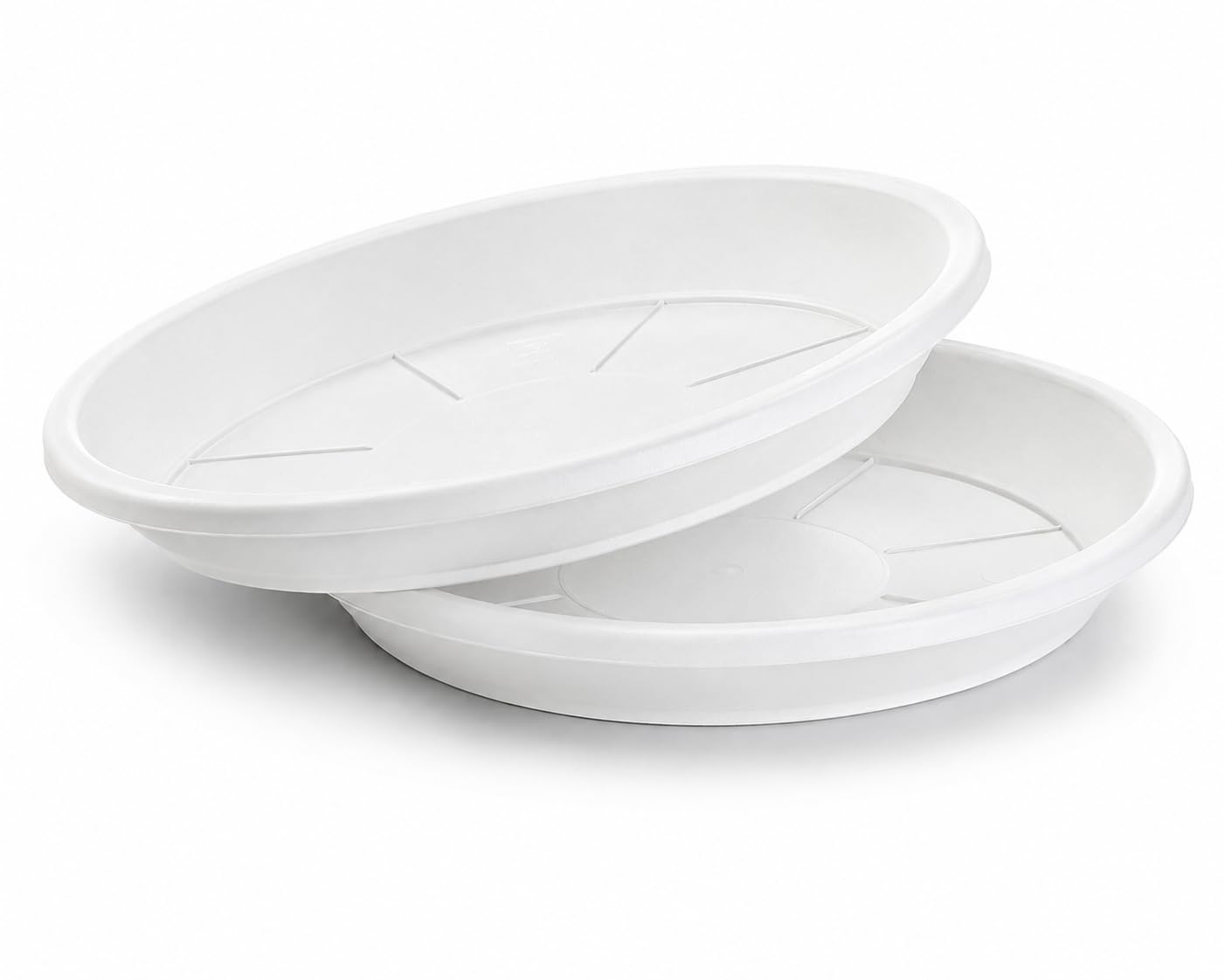 Muddy Hands Pack of 2 WHITE Plant Pot Saucer Round Plastic Water Drip Tray Base Plate Indoor Outdoor Flower Pot Plant Container Protector (40cm)