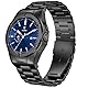 HASLFM Edelstahl Gehäuse mit Band, kompatibel mit Google Pixel Watch 3(41mm), Pixel 2/1, Metall Armband mit schützender Stoßfängerabdeckung für Google Pixel Watch 3(41mm)/2/1 Herren, Schwarz