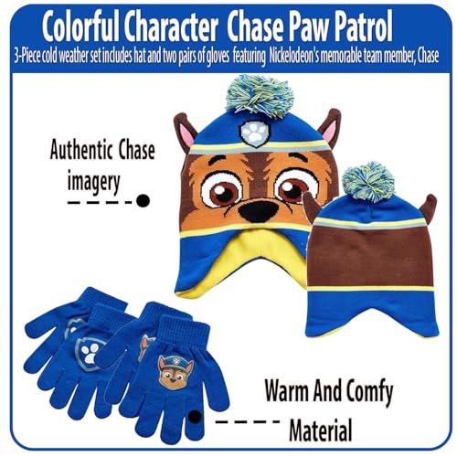 Image of Nickelodeon Boys Paw Patrol Winter Hat, 2 Pair Gloves or Mittens (Toddler /Little Boys)