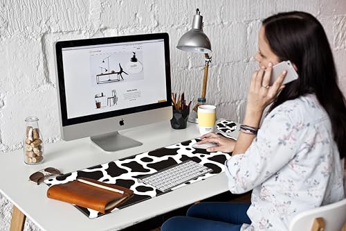 Image of 36x12 Mouse Pad Gaming Desk Mat Large Mousepad Cow Print Desk Pad Long Extended Protector Mat Full Laptop Mat for Wireless Mouse Non Slip Work Computer