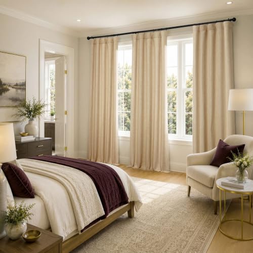 Image of HPD Half Price Drapes - Faux Linen Curtains for Living Room (1 Panel) - 50W X 84L - Textured Room Darkening Curtains for Bedroom 84 Inches Long - Drapes for Home Decor, Millet