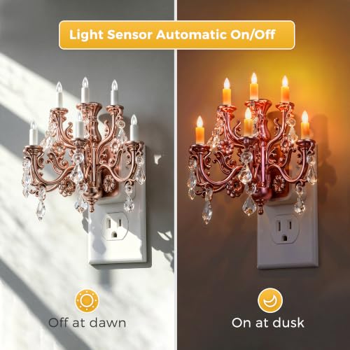 Image of L LOHAS LED Night Lights Plug into Wall,2 Pack,Crystal Chandelier Candle