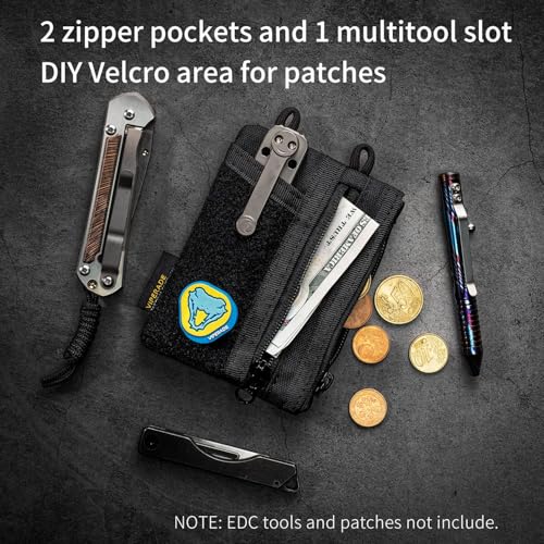 Image of VIPERADE VE18 EDC Pouch, Pocket Organizer Pouch for Men, EDC Pocket Organizer Pouch, 3 Slots with 2 Zipper Pockets, Velcro Pouch Multitool Pouch (Small-VE18S)