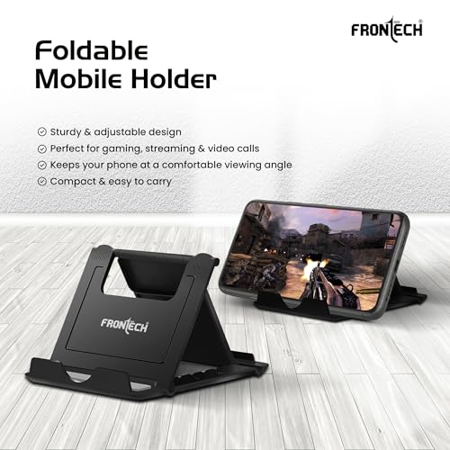 Image of Frontech 4-in-1 Gaming Combo | RGB 35-Key Keyboard + 3200 DPI Mouse + BT 5.4 Converter + Foldable Mobile Holder | Anti-Ghosting | Wired Setup for Android Gaming (KB-0008PC)