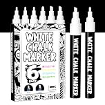 Hueritfly White Liquid Chalk pens - 6 Pack, Non-Toxic & Dust-Free, Chalk Pens for Windows and Glass, Blackboards, Whiteboards, Bright Colors Markers for School, Wedding Decorations