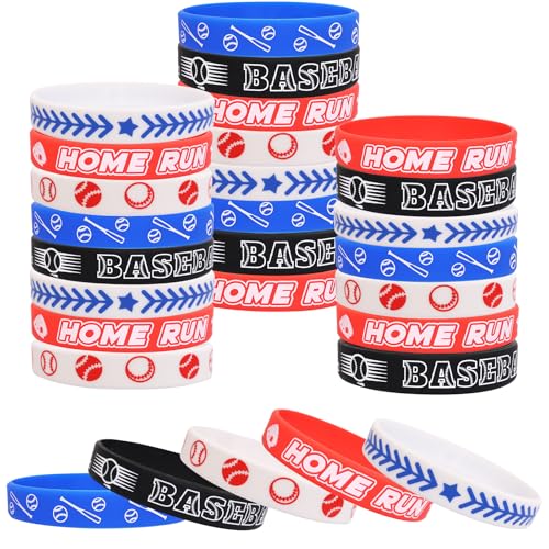 Fancy Land 35 Pcs Baseball Silicone Motivational Bracelets for Kids Adults Rubber Baseball Gift Party Supply Birthday Favors